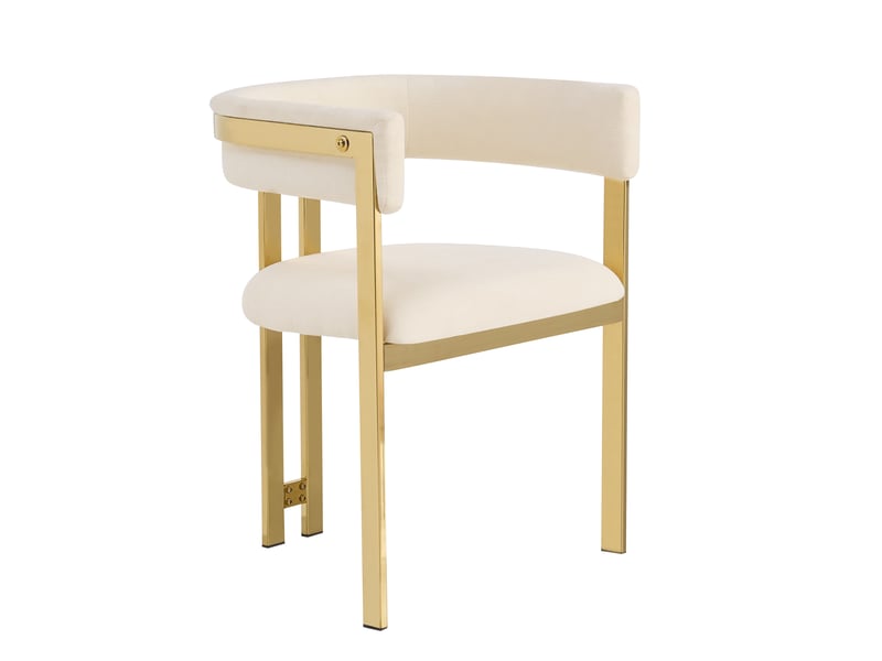  Lot de 6 chaises de salle à manger,60x50x76 cm,chenille,beige et doré  - Conforama D
