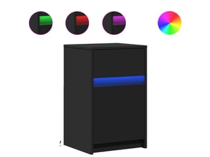 Table de chevet - cabinet de chevet - table de nuit avec lumières led noir bois d'ingénierie