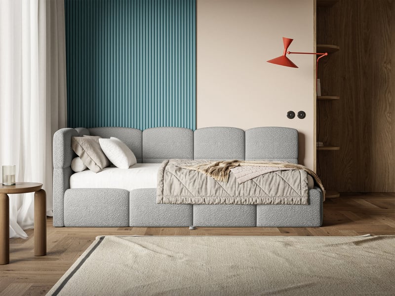 Selsey cloudy - lit rembourré - 170x185 cm - bouclé gris - côté gauche Cloudy - Conforama B