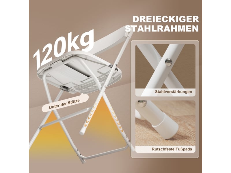  Ensemble de 6 chaises pliantes, avec trous de drainage, structure en acier, usage polyvalent, blanches  - Conforama C