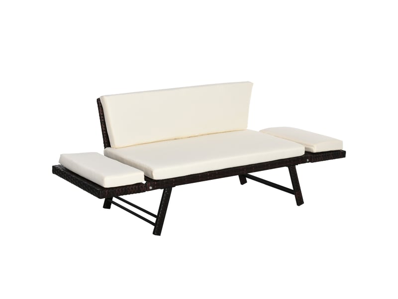  Canapé de jardin 2 places convertible résine tressée acier marron 129 x 63 x 67 cm  - Conforama B