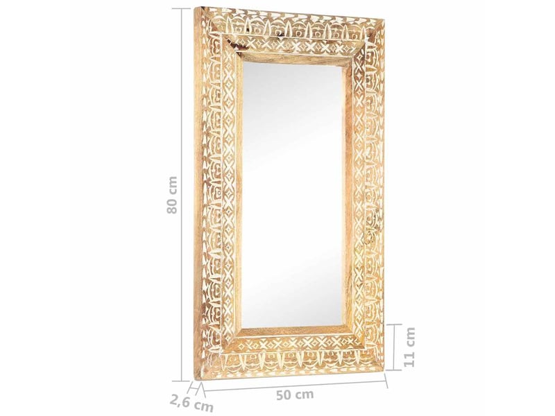  Miroir, miroir décoratif sculpté à la main 80x50x2,6 cm bois de manguier solide cf62922  - Conforama E
