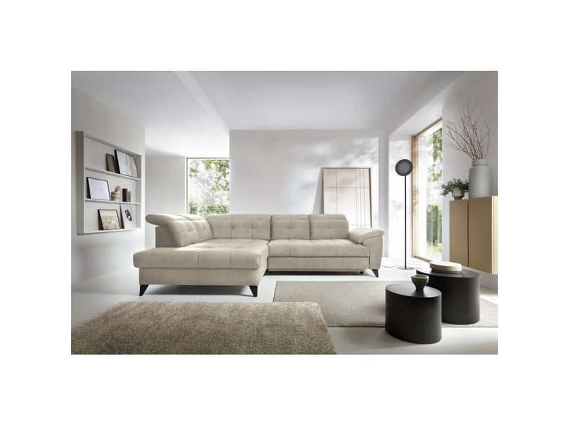 Canapé d'angle beige 5 places angle gauche coffre intégré inferno - Conforama E