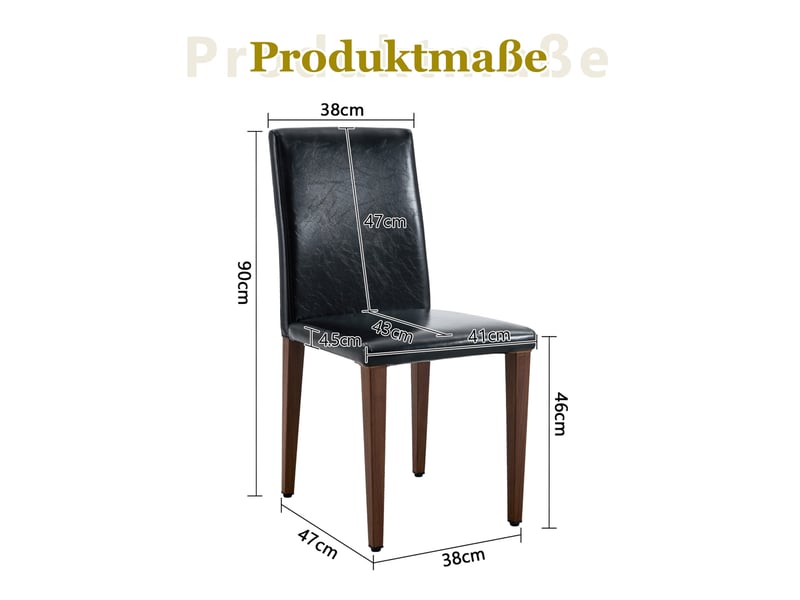  Lot de 6 chaises de salle à manger 41x47x90 cm design minimaliste métal polyuréthane noir et aspect noyer  - Conforama E