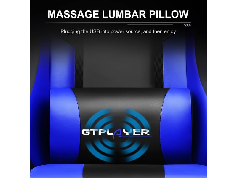  Gtplayer chaise de jeu ergonomique avec repose-pieds, réglable en hauteur - similicuir bleu GT800A-BL - Conforama D