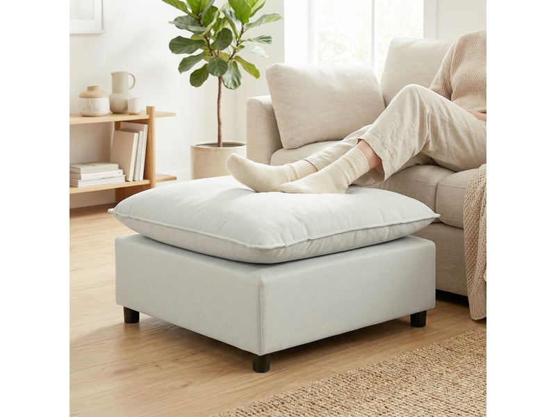 Repose pied salon carré, ottoman avec pieds en plastique, pouf salon pour chambre à coucher, entrée, gris, 75x75x40 cm - Conforama D