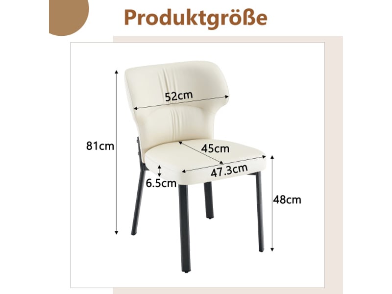 2 chaises de salle à manger en cuir pu, assise rembourrée, cadre métal noir – chaises uniquement - Conforama C