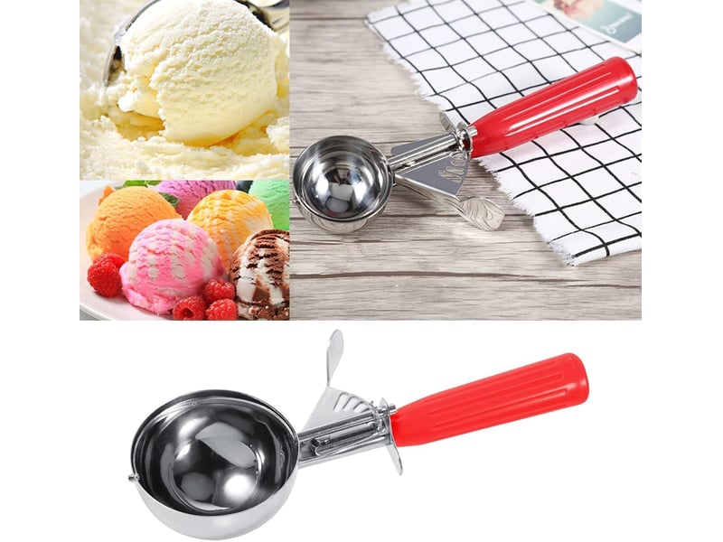  Diamètre 5cm fabricant de boules glace, cuillère crème glacée,(rouge ), cuillère hockey sur glace poignée cylindrique plastique cuisson cuillère bisc  - Conforama B
