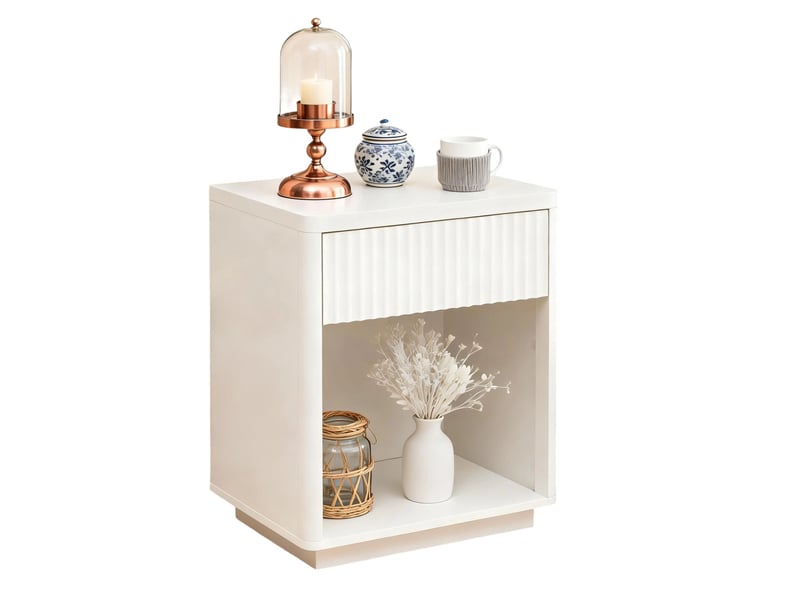  Table de chevet moderne avec tiroir et étagère ouverte, table de chevet en panneau ondulé, meuble d'appoint en bois mdf robuste pour chambre à coucher salon bureau – montage facile  - Conforama A
