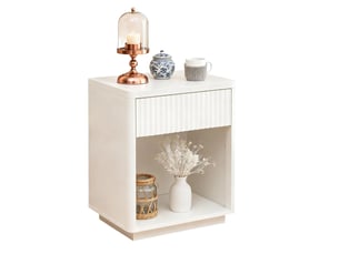 Table de chevet moderne avec tiroir et étagère ouverte, table de chevet en panneau ondulé, meuble d'appoint en bois mdf robuste pour chambre à coucher salon bureau – montage facile