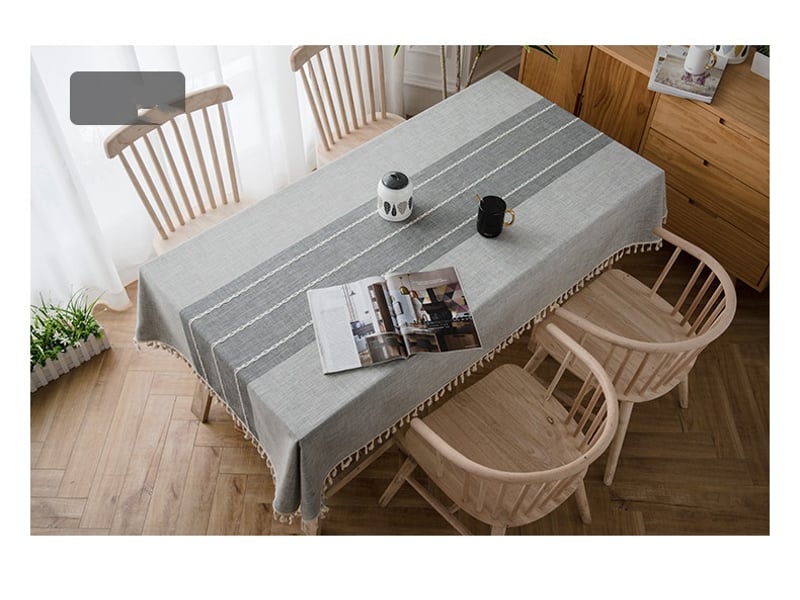  Nappe de table rectangulaire en coton et lin – broderie, grise, 140x240 cm  - Conforama D
