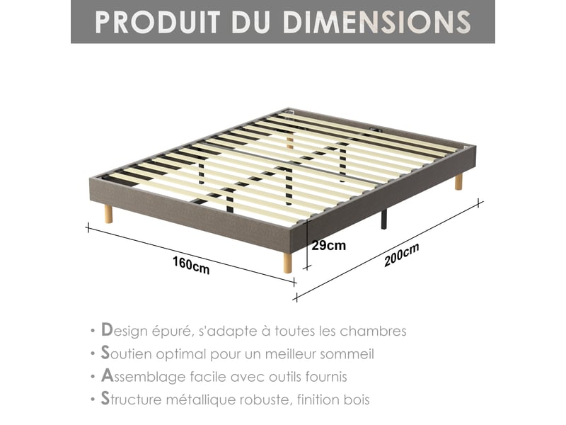  Ensemble matelas mousse 160x200 cm epaisseur 22cm + sommier déco  - Conforama B