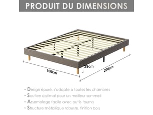 Ensemble matelas et sommier 160x200 cm Mousse haute résilience soutien Ferme épaisseur 22 cm