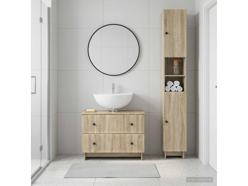  Ensemble de 2 meubles de salle de bain ede chêne sonoma cf63140  - Conforama B