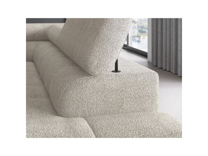  Canapé ferrum beige clair convertible 5 places angle droit avec coffre 276x93x200cm  - Conforama D