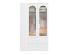 Armoire tcqpz 120 x 50 x 200 cm 2 portes en verre 4 tiroirs 2 tringles mdf acier blanche