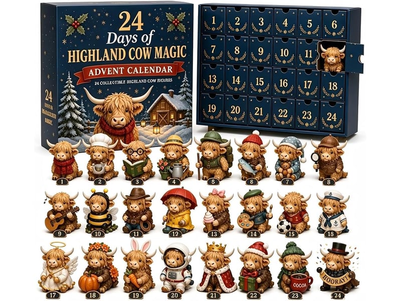  Calendrier de l'avent 24 jours highland cow – 24 mini figurines 3d à collectionner, déco ferme et cadeau de noël  - Conforama A