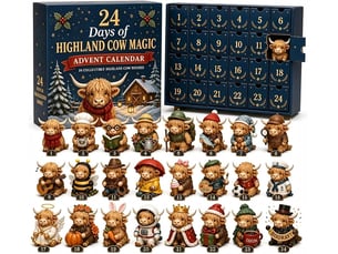 Calendrier de l'avent 24 jours highland cow – 24 mini figurines 3d à collectionner, déco ferme et cadeau de noël