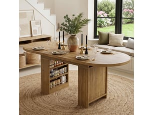 Table à manger extensible style scandinave chêne 150200x90 cm, 6-8 personnes, avec rangement