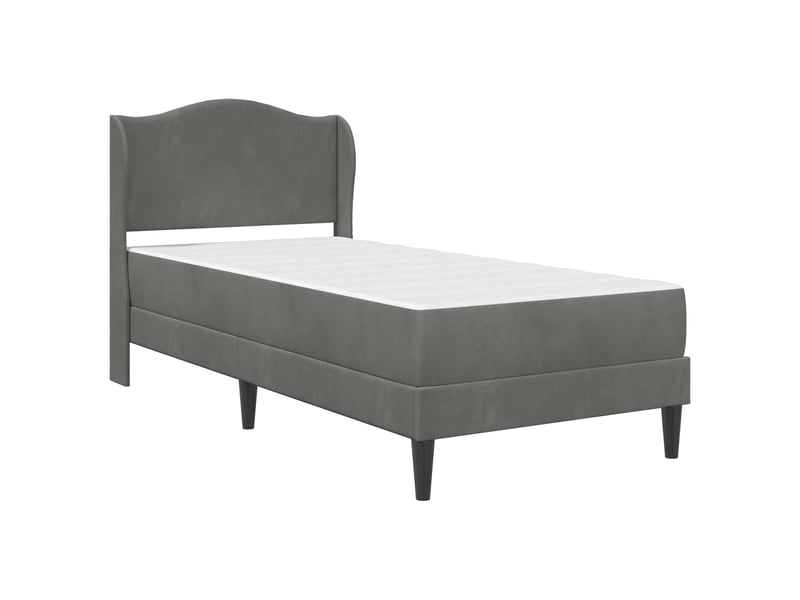 Lit simple- lit adulte -  cadre de lit avec tête de lit gris foncé 100 x 200 cm velours  - Conforama B