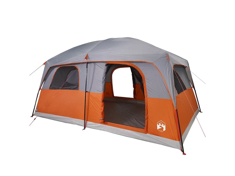  Tente de camping, tente de cabine familiale 8 personnes gris orange imperméable  - Conforama E