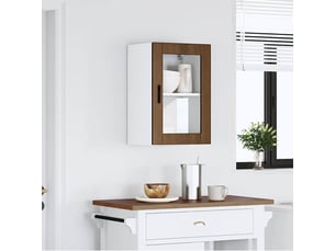 Armoire murale de cuisine et porte en verre porto chêne marron shl6544