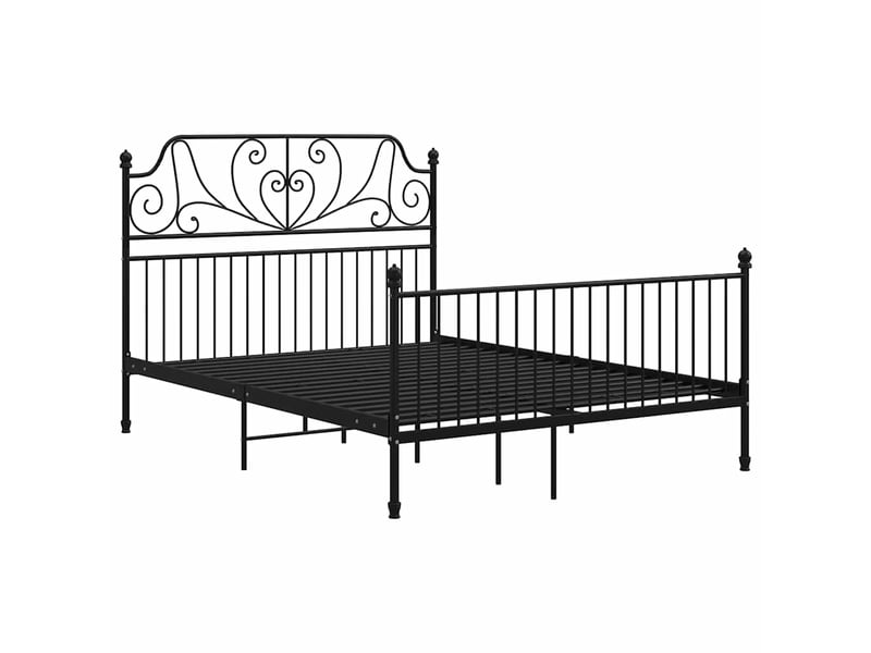  Lit double- lit adulte -  cadre de lit sans matelas noir métal 160x200 cm  - Conforama A