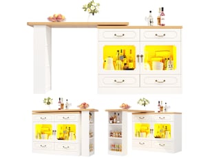 Bar coloris blanc <strong>MERAX</strong> <strong>table de bar blanc</strong> - 203 cm