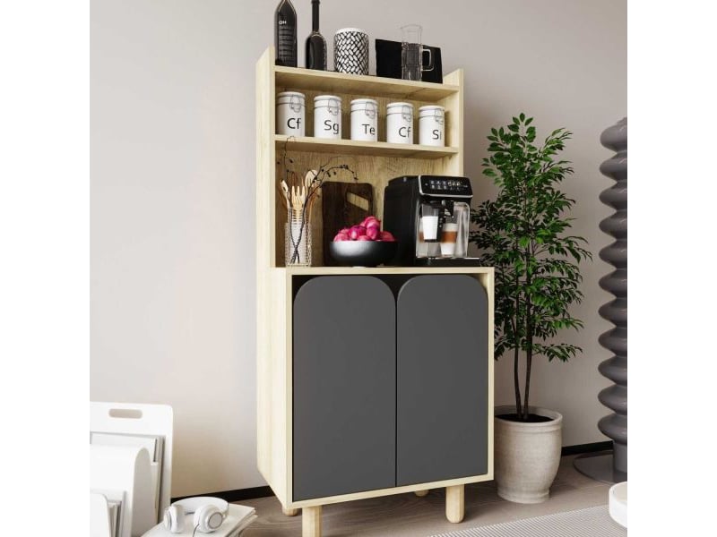  Buffet haut en aggloméré parma anthracite et chêne  - Conforama B