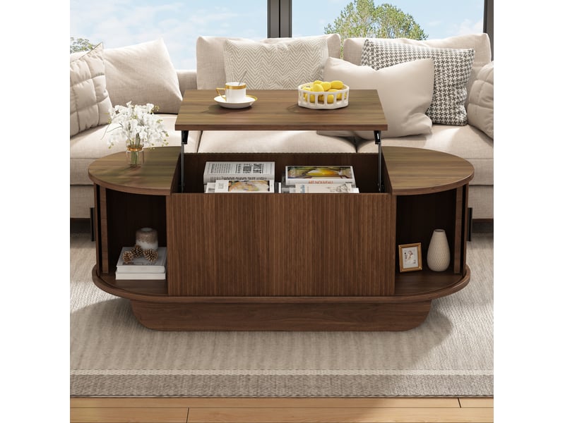  Table basse 110x50x42 cm réglable en hauteur mdf couleur noyer  - Conforama D