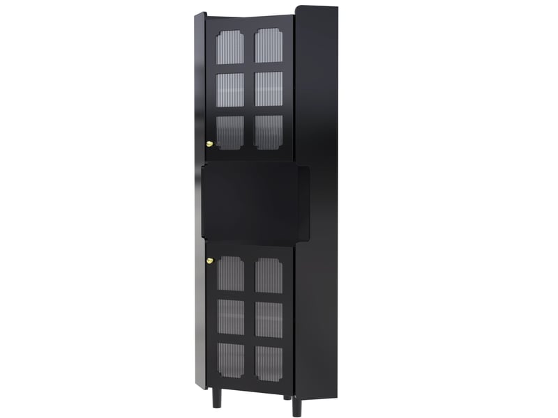  Meuble d’angle 63,5x157,5 cm avec éclairage led, finition laquée, mdf, noir  - Conforama B