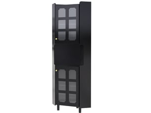 Meuble d’angle 63,5x157,5 cm avec éclairage led, finition laquée, mdf, noir