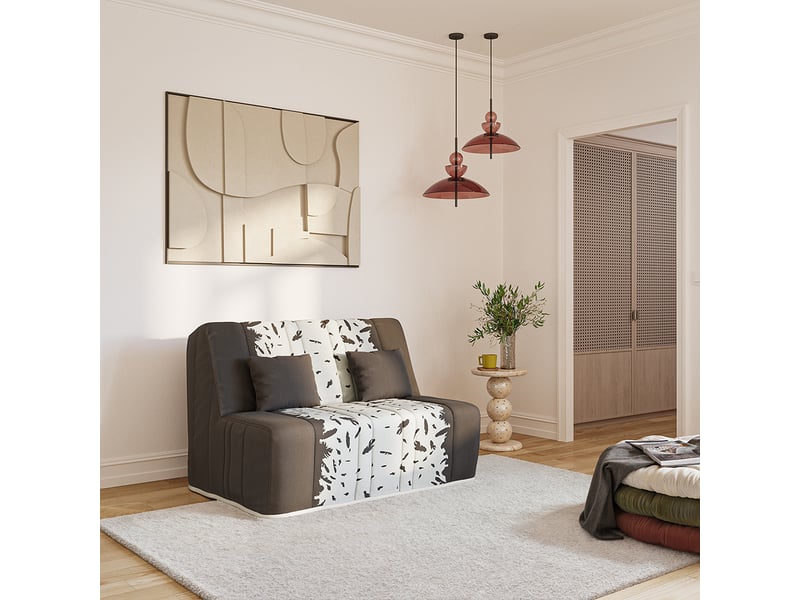 Banquette convertible gaia bz , couchage 160x200, avec 2 coussins offerts, taupe plumes  - Conforama B