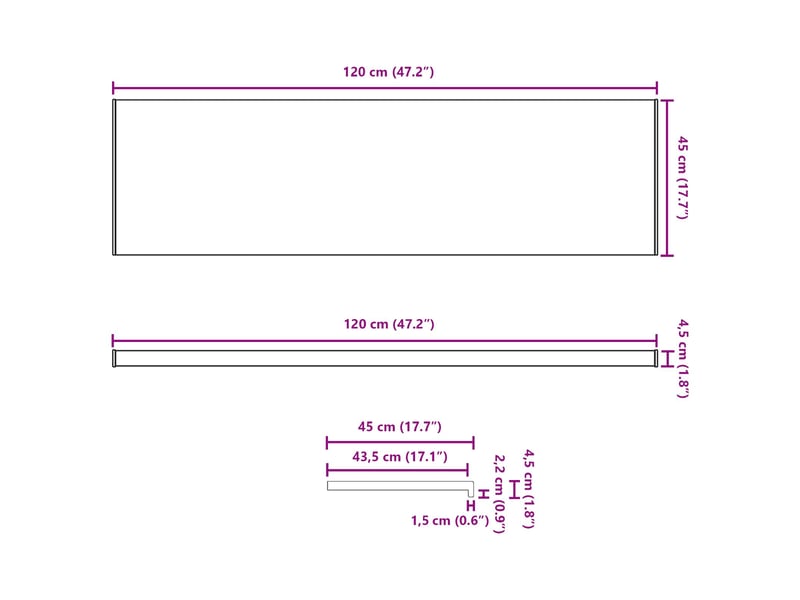  Vidaxl appui de fenêtre blanc 120 x 45 x 4,5 cm pvc  - Conforama C