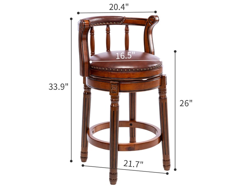  Tabouret de bar pivotant 54.8x54.8x96 cm avec dossier bois marron  - Conforama E
