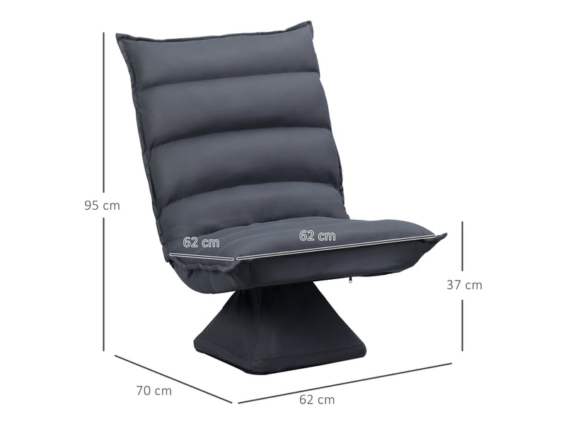  Fauteuil pivotant 360° en acier gris foncé - dossier réglable 5 positions - chaise de bureau ergonomique homcom  - Conforama C