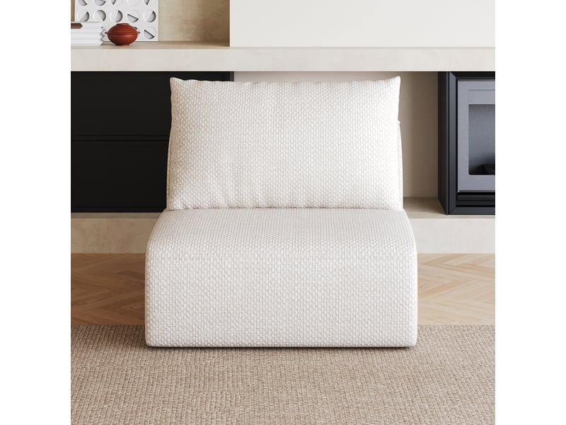  Canapé 1 place blanc design aux lignes épurées en tissu chenille doux pour salon et chambre  - Conforama D
