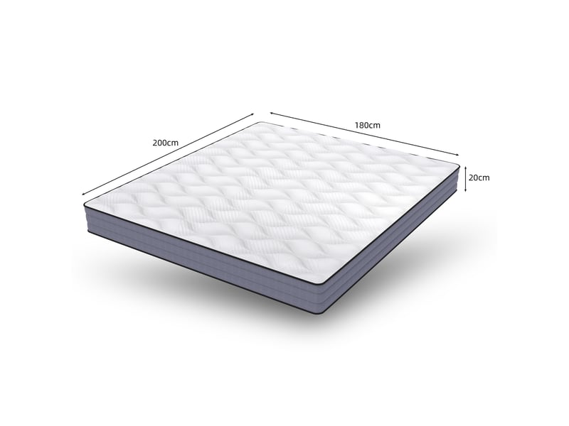  Matelas 180x200 cm à ressorts ensachés h3, 7 zones, 20 cm, blanc et gris, certifié oeko-tex, ergonomique  - Conforama C