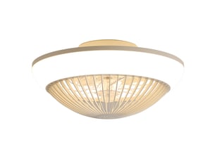 Ventilateur de plafond 38 cm éclairage led dimmable 3 pales abs blanc télécommande minuterie et mémoire économie énergie