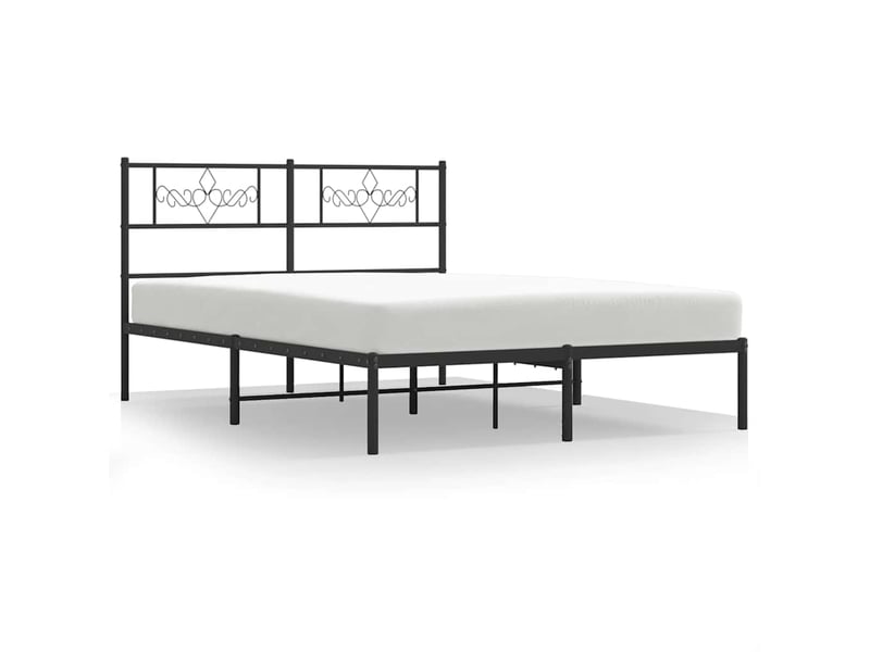  Lit double- lit adulte -  cadre de lit métal sans matelas avec tête de lit noir 135x190cm  - Conforama A