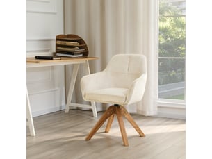 Lot de 2 chaises de salle à manger pivotantes 360°, tissu beige, pieds en bois massif, dossier ergonomique
