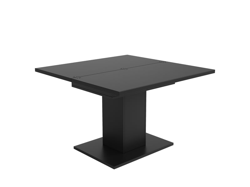  Table à manger extensible carrée, plateau rabattable et rangement, 60 à 120 × 120 × 75,1 cm, noire  - Conforama A