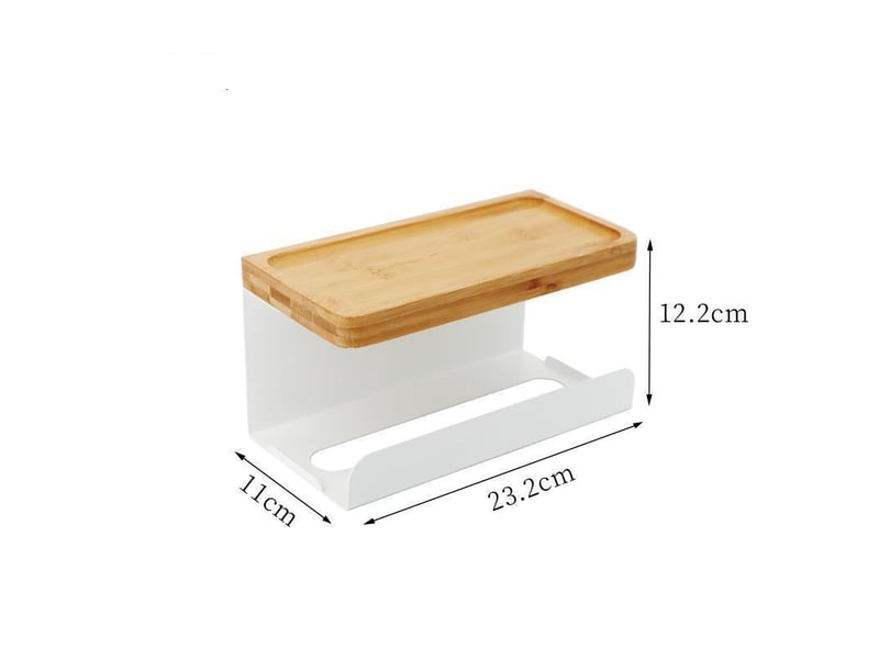  Dérouleur papier toilette adhésif sans perçage – support wc mural avec étagère en bambou, 2 en 1  - Conforama B