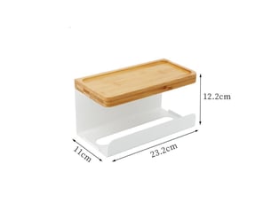 Dérouleur papier toilette adhésif sans perçage – support wc mural avec étagère en bambou, 2 en 1
