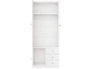 Armoire enfant 2 portes avec penderie et 3 tiroirs - rangement anti-basculement mdf blanc 80 × 50 × 200 cm