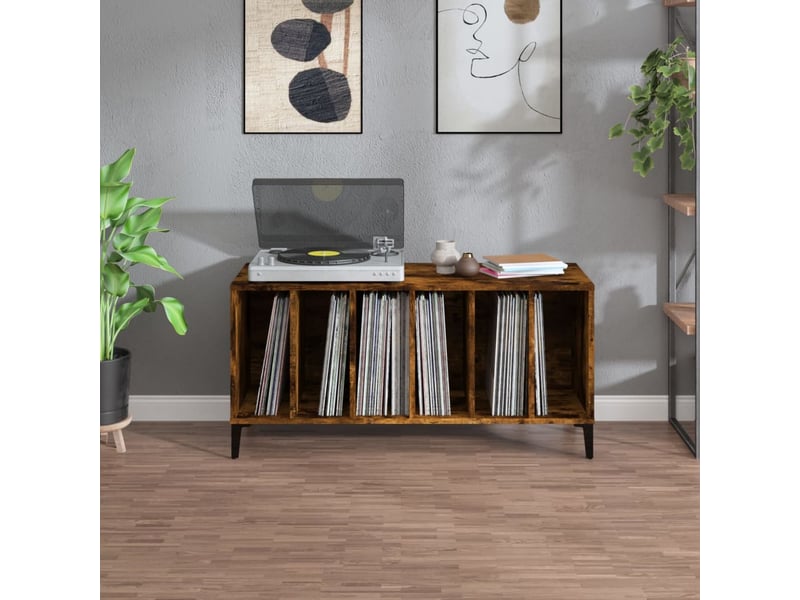 Armoire à disques, armoire de rangement chêne fumé 100x38x48 cm bois d'ingénierie shl75616  - Conforama C