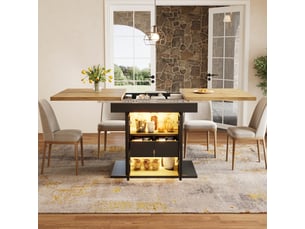 Table extensible avec 2 tiroirs, portes vitrées et led pour salle à manger 110–140×80×77,9 cm noir