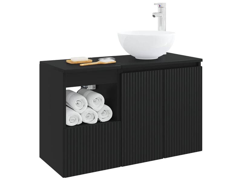  Ensemble de mobilier de salle de bain 2 pc noir cf64172  - Conforama C