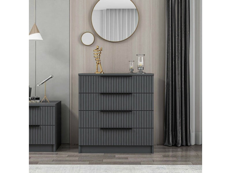  Commode vicente, 7 tiroirs, 72x42x77h cm noir anthracite Vicente - Conforama B