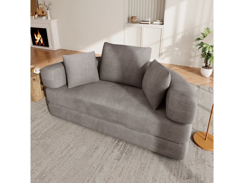  Canapé, 173x176 cm, 2 places convertible, velours côtelé, taupe  - Conforama C